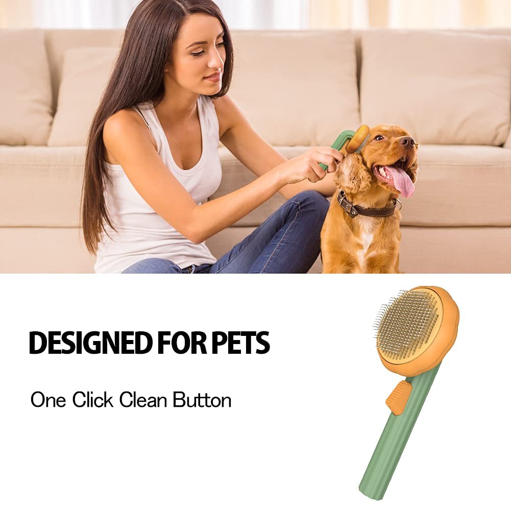 Stainless Steel Needle Automatic Cleaning Pet Brush